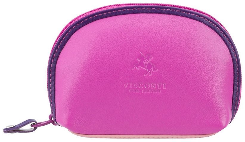 Розово-фиолетовая женская ключница из натуральной кожи на молнии Visconti Malay 68775