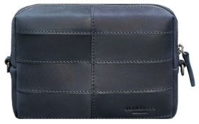 Женская косметичка из винтажной кожи темно-синего цвета BlankNote 78875