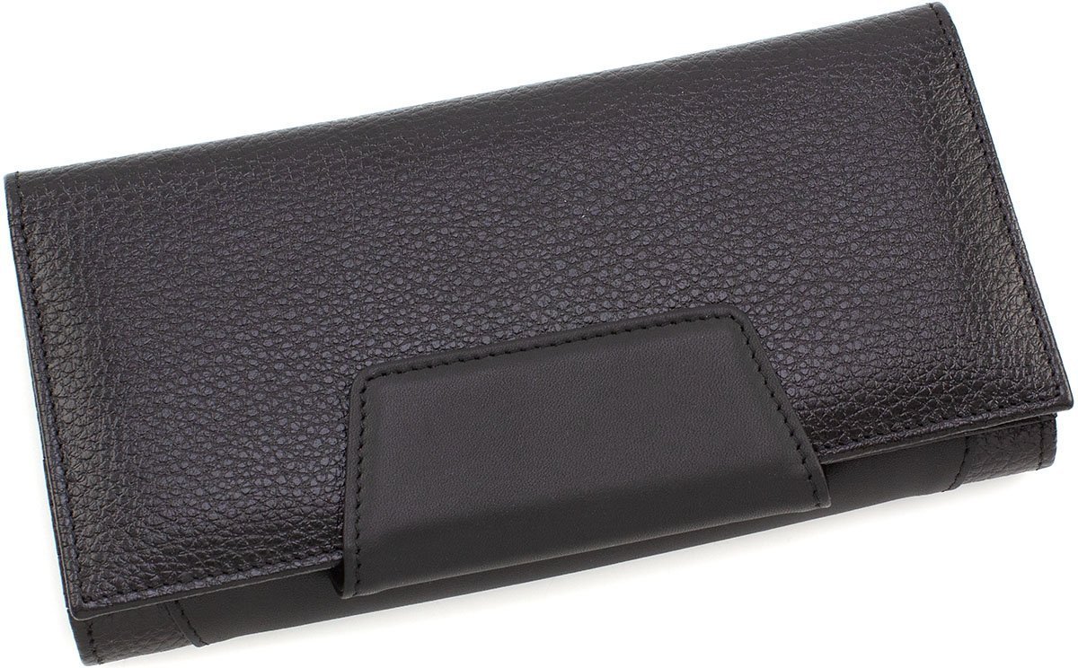 Великий жіночий гаманець чорного кольору з натуральної шкіри з блоком під карти Tony Bellucci (10882)