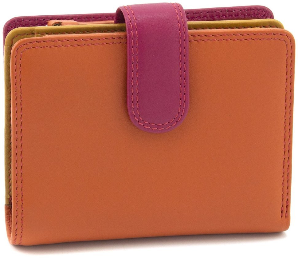 Компактний жіночий гаманець оранжево-рожевого кольору з натуральної шкіри Visconti Bali 69275