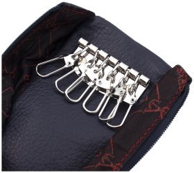 Темно-синяя длинная ключница из натуральной кожи на два отдела KARYA 69775