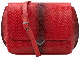 Красная женская сумка-кроссбоди из натуральной кожи под змею Desisan 79875