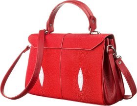 Красная деловая сумка из кожи морского ската с рисунком STINGRAY LEATHER (024-18609)