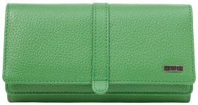 Вместительный женский кошелек из фактурной кожи Desisan 80376 зеленого цвета