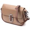 Жіноча сумка-кроссбоді натуральної шкіри бежевого кольору з фіксацією на клапан Vintage 2422440 - 1