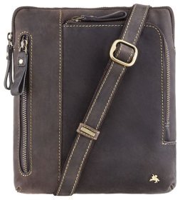Невелика чоловіча шкіряна сумка через плече у коричневому кольорі Visconti Roy 70676