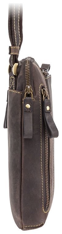 Невелика чоловіча шкіряна сумка через плече у коричневому кольорі Visconti Roy 70676