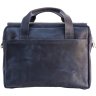 Чоловіча сумка-портфель із натуральної шкіри крейзі хорс синього кольору TARWA (21735) - 4