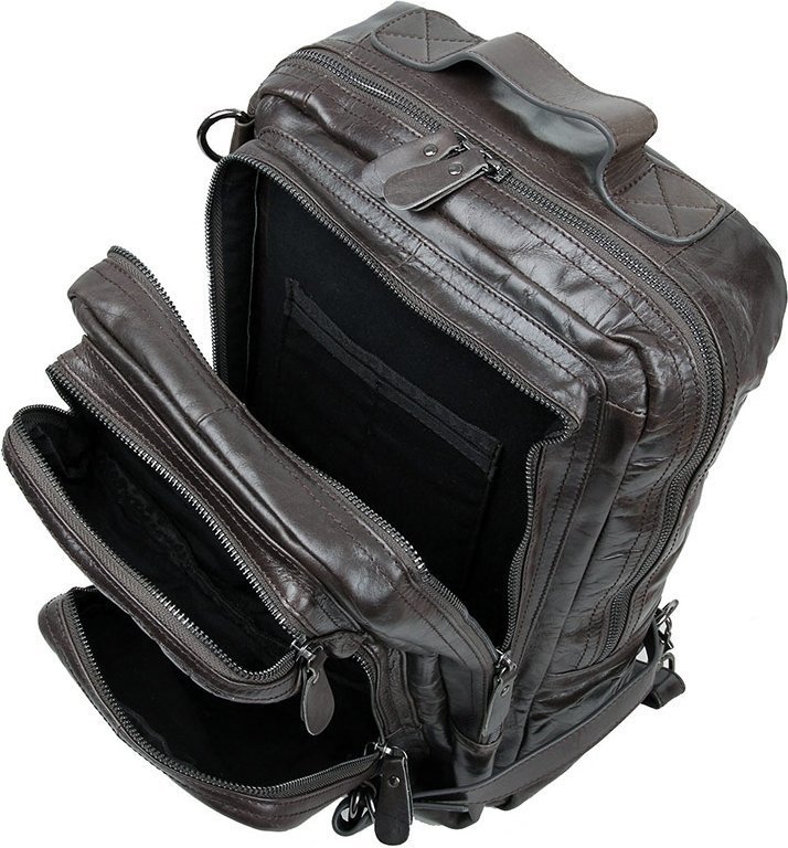 Шкіряний чоловічий рюкзак трансформер на два відділення VINTAGE STYLE (14149)