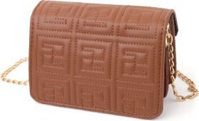 Маленькая женская сумка из коричневой эко-кожи на цепочке Vintage (18705)