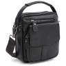 Маленькая мужская сумка-барсетка из фактурной кожи черного цвета Keizer 71676 - 1