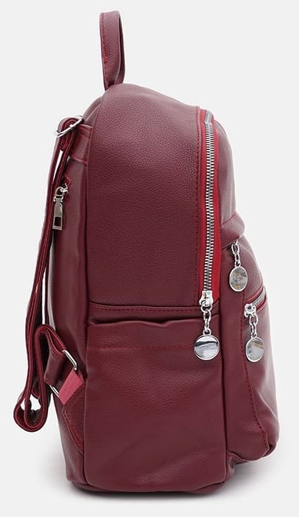 Бордовий жіночий рюкзак з екошкіри на блискавці Monsen 71776