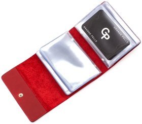 Красная женская визитница из натуральной кожи Grande Pelle (13147)