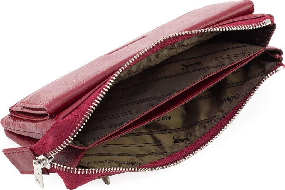 Червоний жіночий довгий гаманець-клатч із зернистої шкіри Marco Coverna (17084)