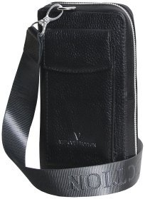 Сумка крос боді на блискавці з натуральної шкіри флотар Vip Collection 102476 (чорна)