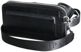 Сумка крос боди на молнии из натуральной кожи флотар Vip Collection 102476 (черная)