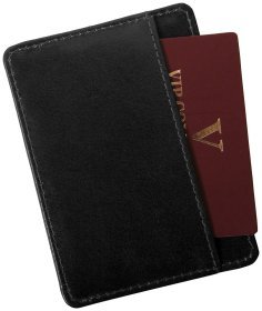 Тонкий картхолдер Newport черного цвета Vip Collection 102576 (кожа)