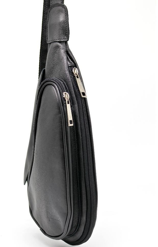 Практичный мужской слинг-рюкзак на одно плечо из телячьей кожи черного цвета Tarwa (19653)