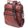 Кожаная мужская сумка-барсетка рыжего цвета с ручкой Vintage (2421277) - 1