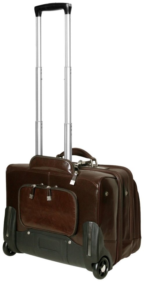 Дорожня сумка с выдвижной ручкой из натуральной качественной кожи Vip Collection 102676 (коричневый цвет) modnotak фото №2