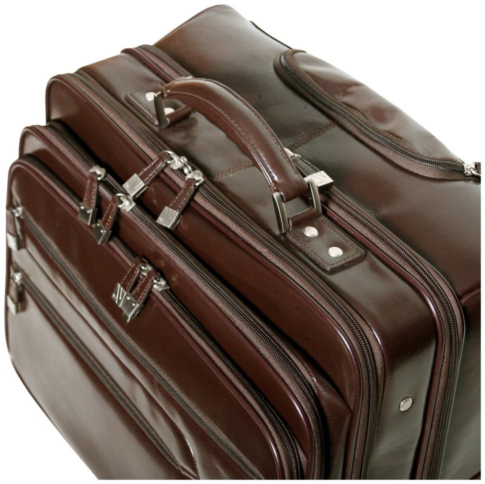 Дорожня сумка с выдвижной ручкой из натуральной качественной кожи Vip Collection 102676 (коричневый цвет) modnotak фото №4