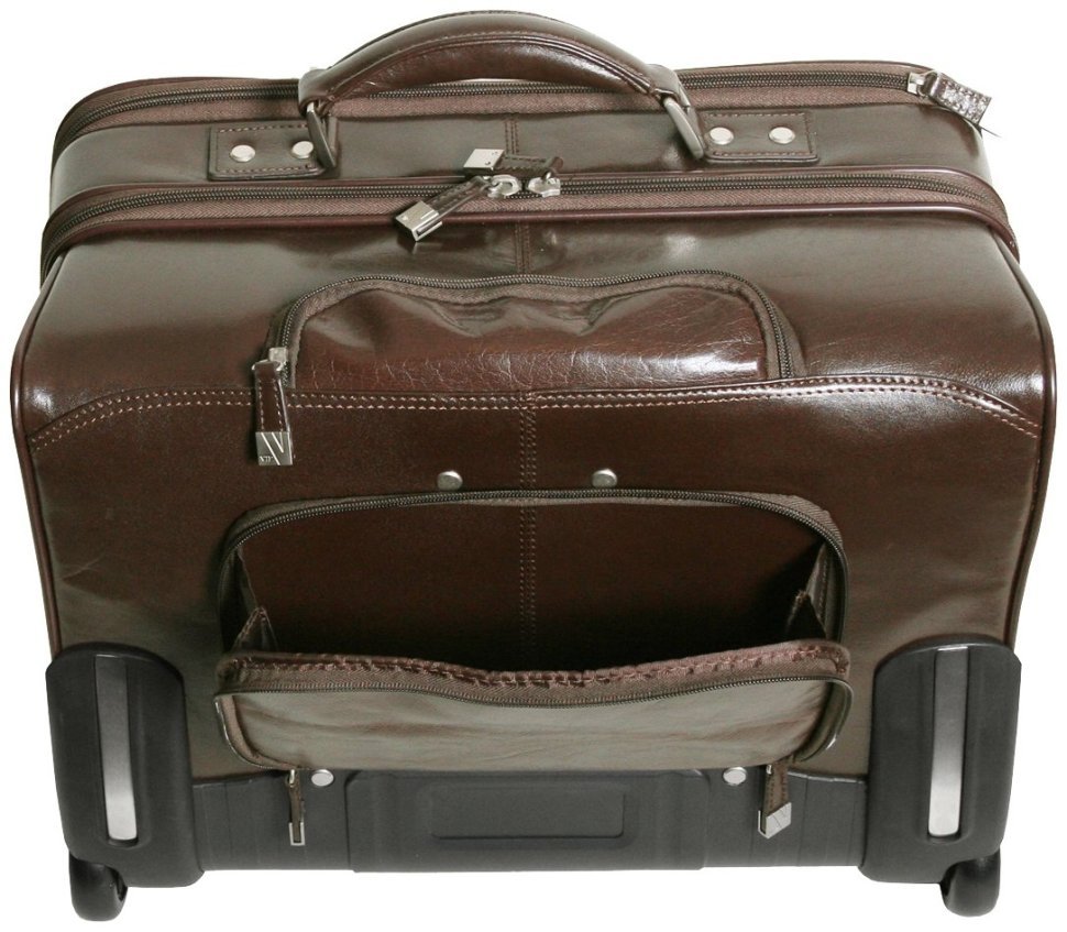 Дорожня сумка с выдвижной ручкой из натуральной качественной кожи Vip Collection 102676 (коричневый цвет) modnotak фото №7
