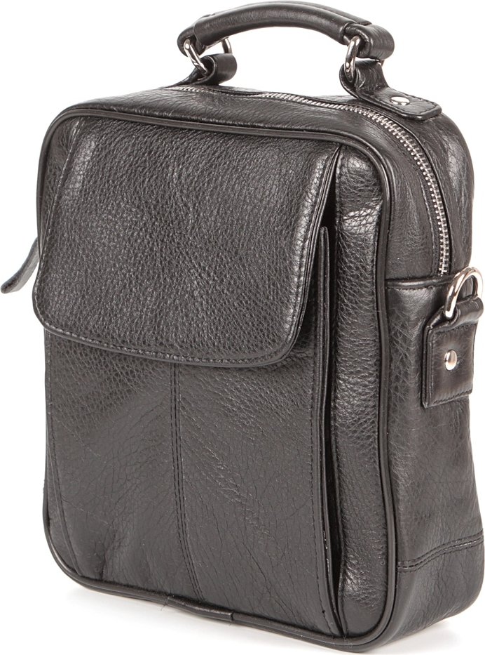 Мужская кожаная сумка-барсетка маленького размера в черном цвете SHVIGEL (00875)
