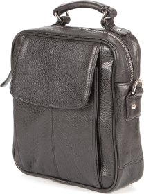 Чоловіча шкіряна сумка-барсетка маленького розміру в чорному кольорі SHVIGEL (00875)