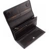 Кожаный длинный кошелек черного цвета на магнитах Tony Bellucci (10526) - 9