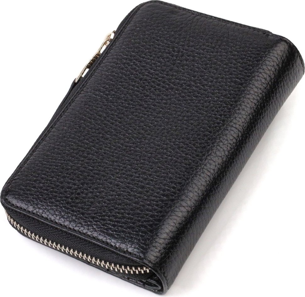 Жіночий гаманець середнього розміру із натуральної шкіри чорного кольору CANPELLINI (2421912)