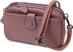 Женская сумка-клатч из фактурной кожи пудрового цвета Vintage (2422126)