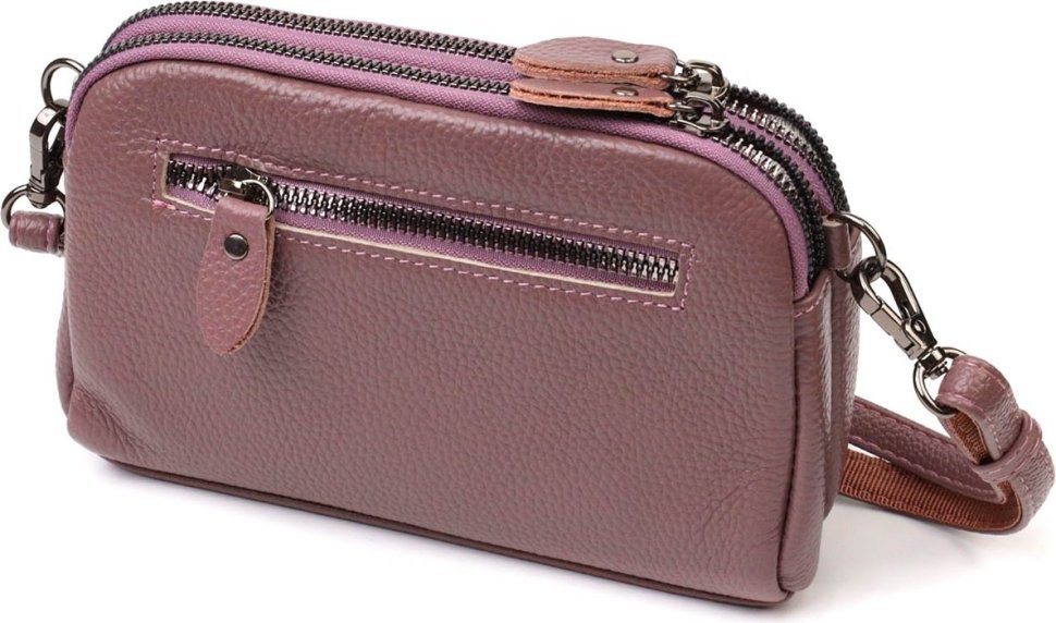 Жіноча сумка-клатч із фактурної шкіри пудрового кольору Vintage (2422126)