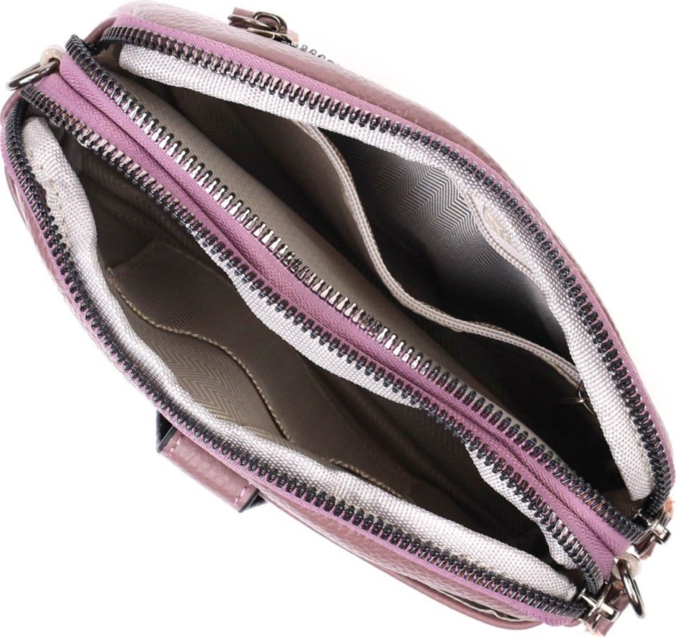 Жіноча сумка-клатч із фактурної шкіри пудрового кольору Vintage (2422126)