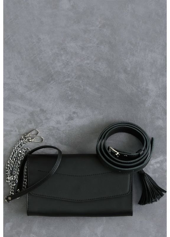 Маленькая наплечная сумка черного цвета из натуральной кожи BlankNote Элис (12633)