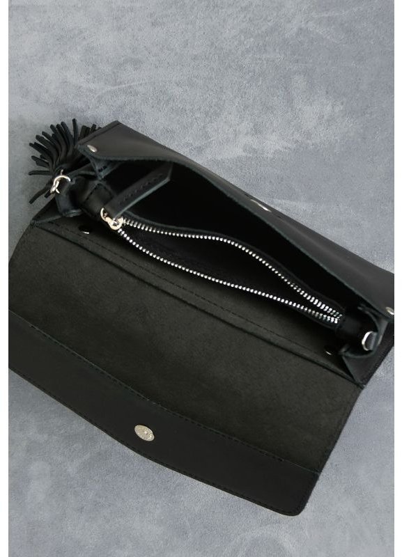 Маленька наплічна сумка чорного кольору з натуральної шкіри BlankNote Еліс (12633)
