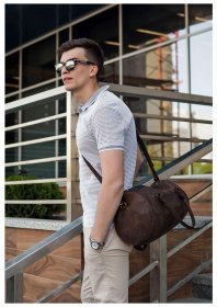 Большая мужская сумка темно-коричневого цвета BlankNote Harper (12652)