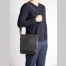 Кожаная мужская сумка-мессенджер черного цвета в стиле винтаж через плечо Tiding Bag (15822) - 2