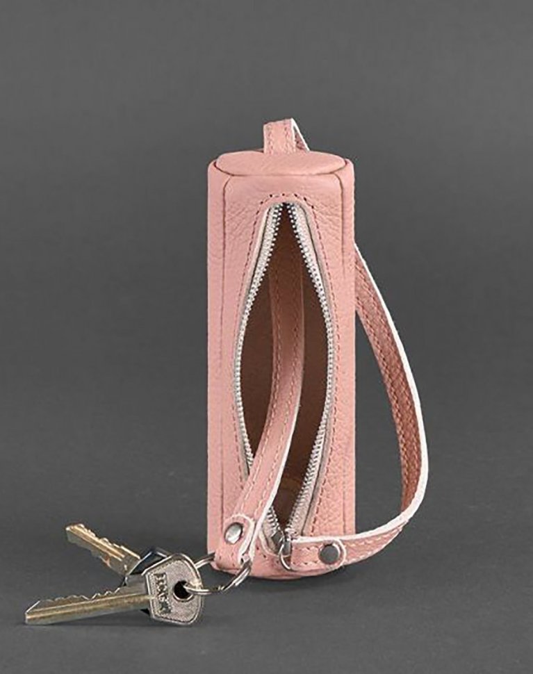 Кожаная ключница из натуральной кожи розового цвета BlankNote Тубус (12954)