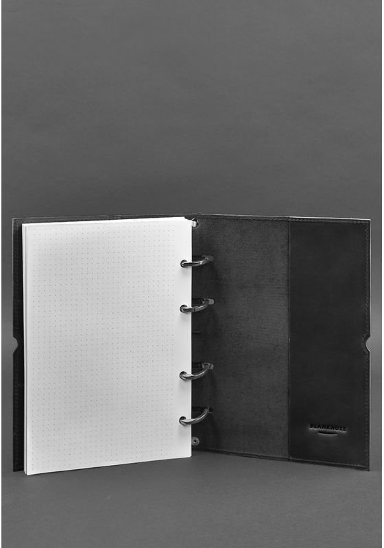 Шкіряний блокнот на кільцях (софт-бук) в м'якій чорній обкладинці BlankNote (14176)