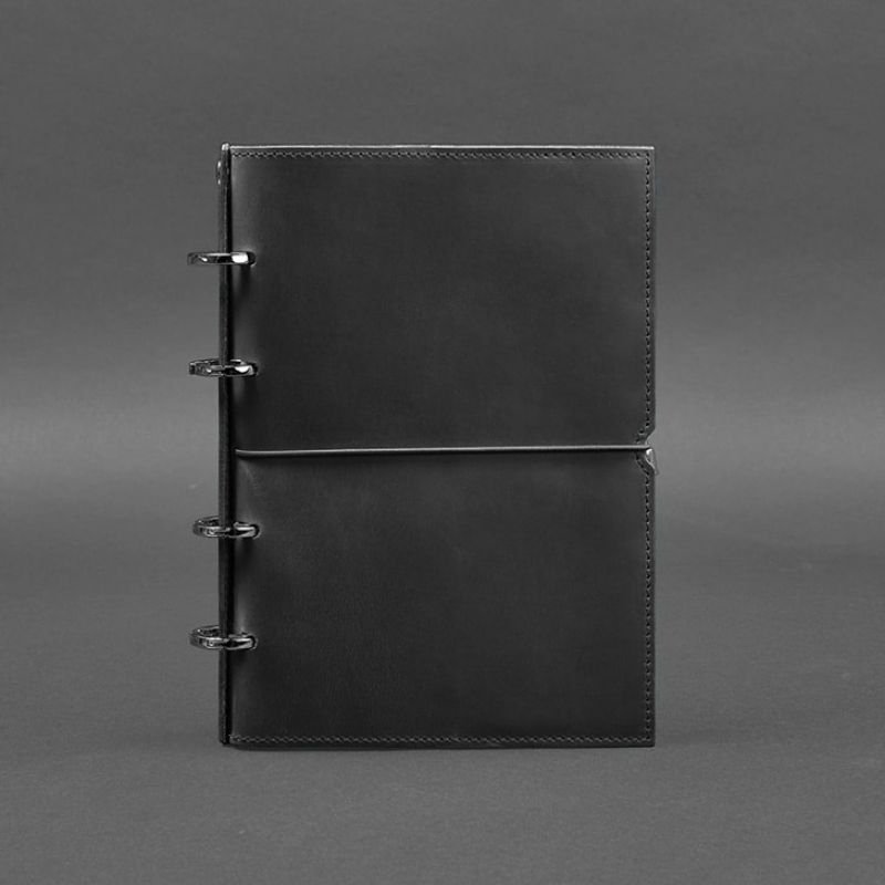 Шкіряний блокнот на кільцях (софт-бук) в м'якій чорній обкладинці BlankNote (14176)