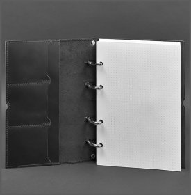 Кожаный блокнот на кольцах (софт-бук) в мягкой черной обложке BlankNote (14176)