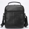 Вертикальная черная мужская сумка-барсетка из натуральной кожи с мелкой фактурой Vintage (20366) - 2