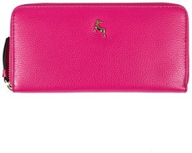 Вместительный женский кошелек из фактурной кожи на молнии Ashwood J51 94176 малинового цвета