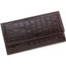 Великий гаманець коричневого кольору з тисненням під крокодилячу шкіру Tony Bellucci (10767) - 3