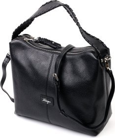 Велика шкіряна сумка жіноча чорного кольору з однією лямкою KARYA (2420862)