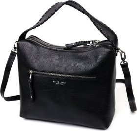 Большая кожаная женская сумка черного цвета с одной лямкой KARYA (2420862)