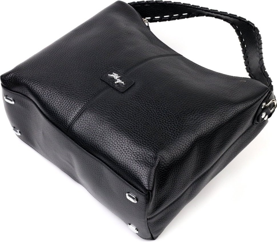 Велика шкіряна сумка жіноча чорного кольору з однією лямкою KARYA (2420862)