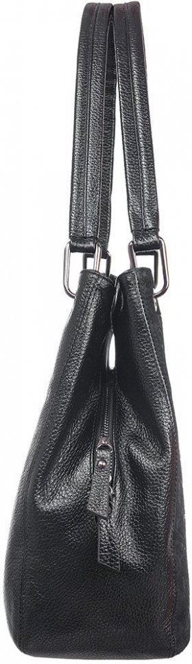 Жіноча шкіряна сумка чорного кольору з візерунками Desisan (19160) - 2