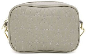 Стильна жіноча сумка крос-боді з натуральної фактурної шкіри сірого кольору Borsa Leather 94676