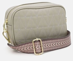 Стильна жіноча сумка крос-боді з натуральної фактурної шкіри сірого кольору Borsa Leather 94676